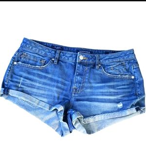 Vigoss Blue Cotton Ripped Stretch Jean Shorts 31